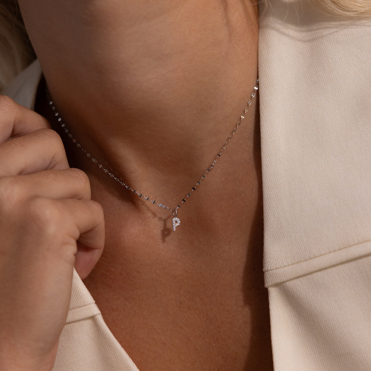 Dainty Pave Letter Necklace