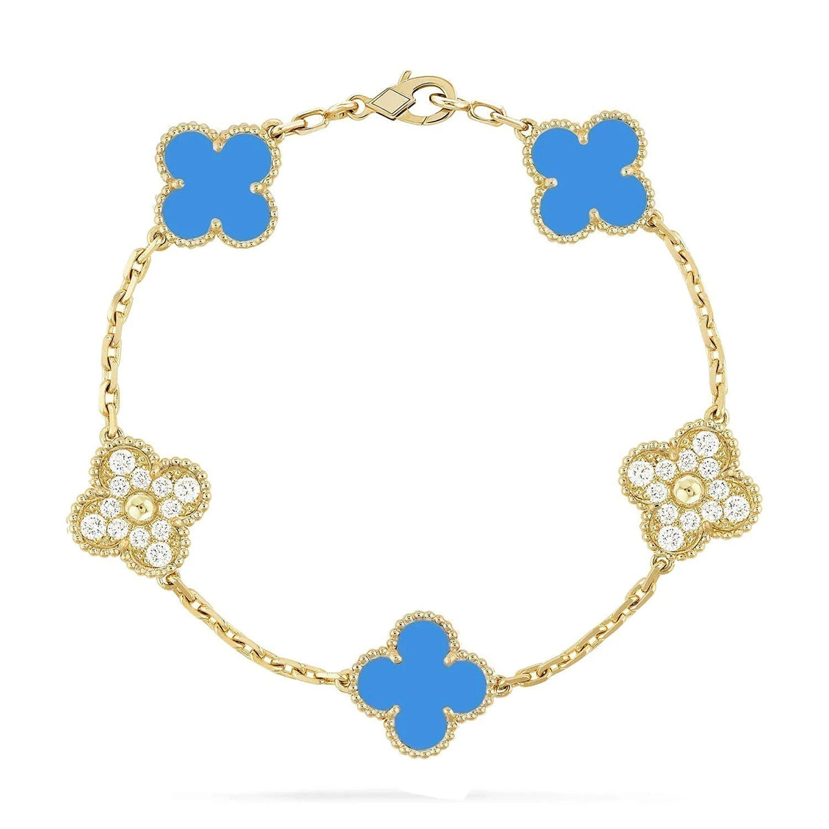 [Rani Jewelry] CLOVER 5 MOTIF BLUE AGATE BRACELET COLLECTION