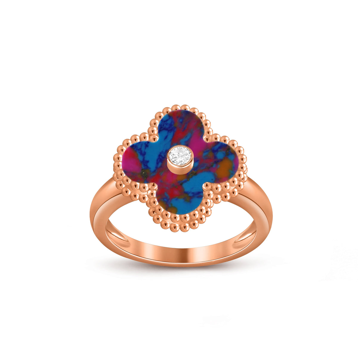 [Rani Jewelry]CLOVER DIAMOND RING ROSE GOLD COLLECTION