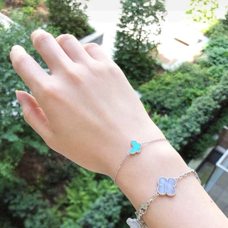 [Rani Jewelry]BUTTERFLY TURQUOISE BUTTERFLY BRACELET SILVER