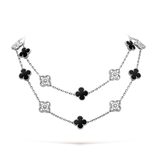 [Rani Jewelry]CLOVER 20 MOTIFS ONYX DIAMOND SILVER