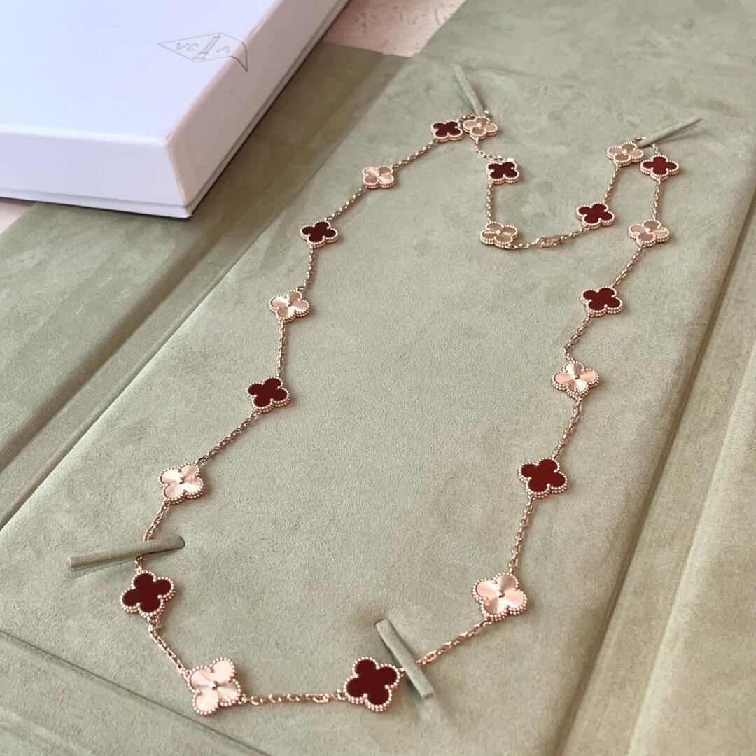 [Rani Jewelry]CLOVER 20 MOTIFS LASER CARNELIAN NECKLACE