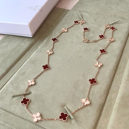 [Rani Jewelry]CLOVER 20 MOTIFS LASER CARNELIAN NECKLACE