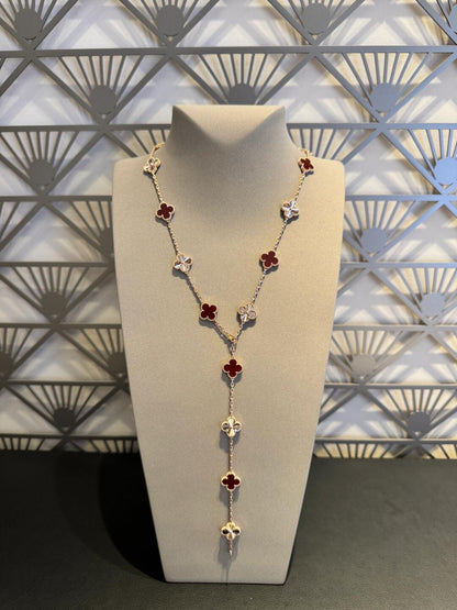 [Rani Jewelry]CLOVER 20 MOTIFS LASER CARNELIAN NECKLACE