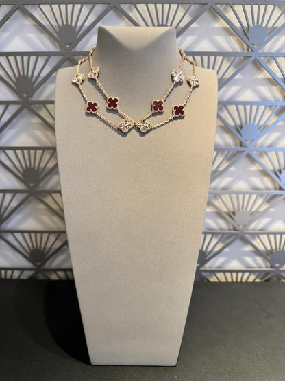 [Rani Jewelry]CLOVER 20 MOTIFS LASER CARNELIAN NECKLACE