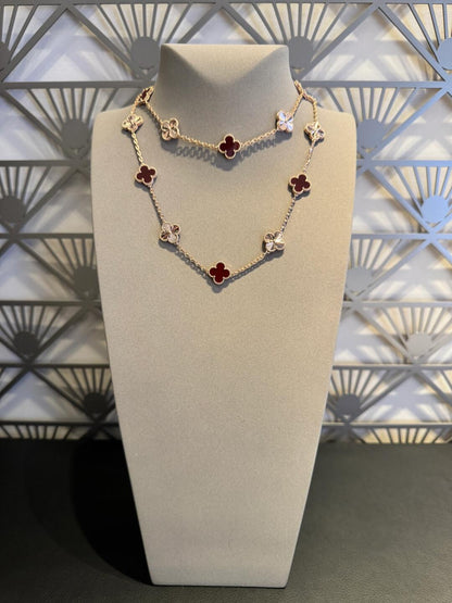 [Rani Jewelry]CLOVER 20 MOTIFS LASER CARNELIAN NECKLACE