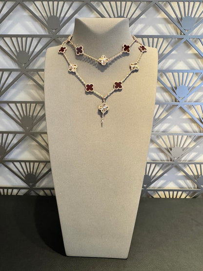 [Rani Jewelry]CLOVER 20 MOTIFS LASER CARNELIAN NECKLACE