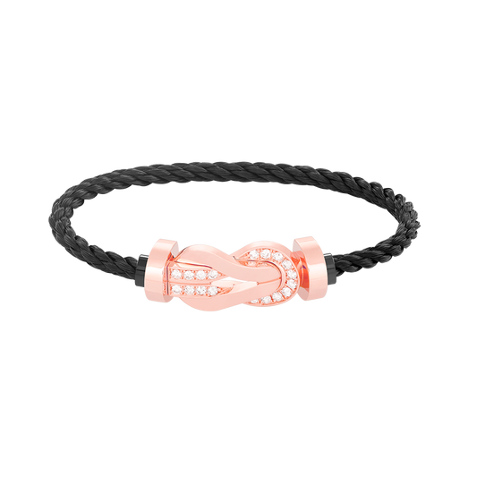 [Rani Jewelry]CHANCE LARGE 8 FIGURE BUCKLE HALF DIAMOND BRACELET ROSE GOLD
