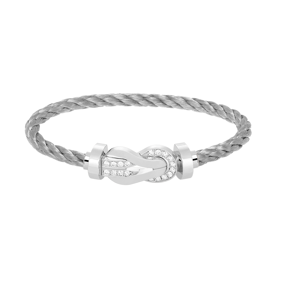 [Rani Jewelry]CHANCE LARGE 8 FIGURE BUCKLE HALF DIAMOND BRACELET SILVER