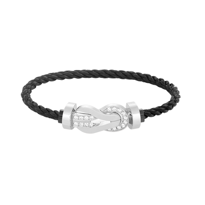[Rani Jewelry]CHANCE LARGE 8 FIGURE BUCKLE HALF DIAMOND BRACELET SILVER