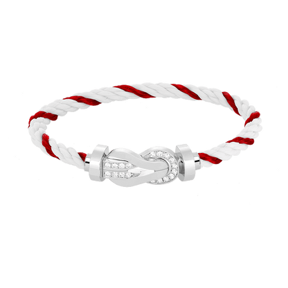 [Rani Jewelry]CHANCE LARGE 8 FIGURE BUCKLE HALF DIAMOND BRACELET SILVER