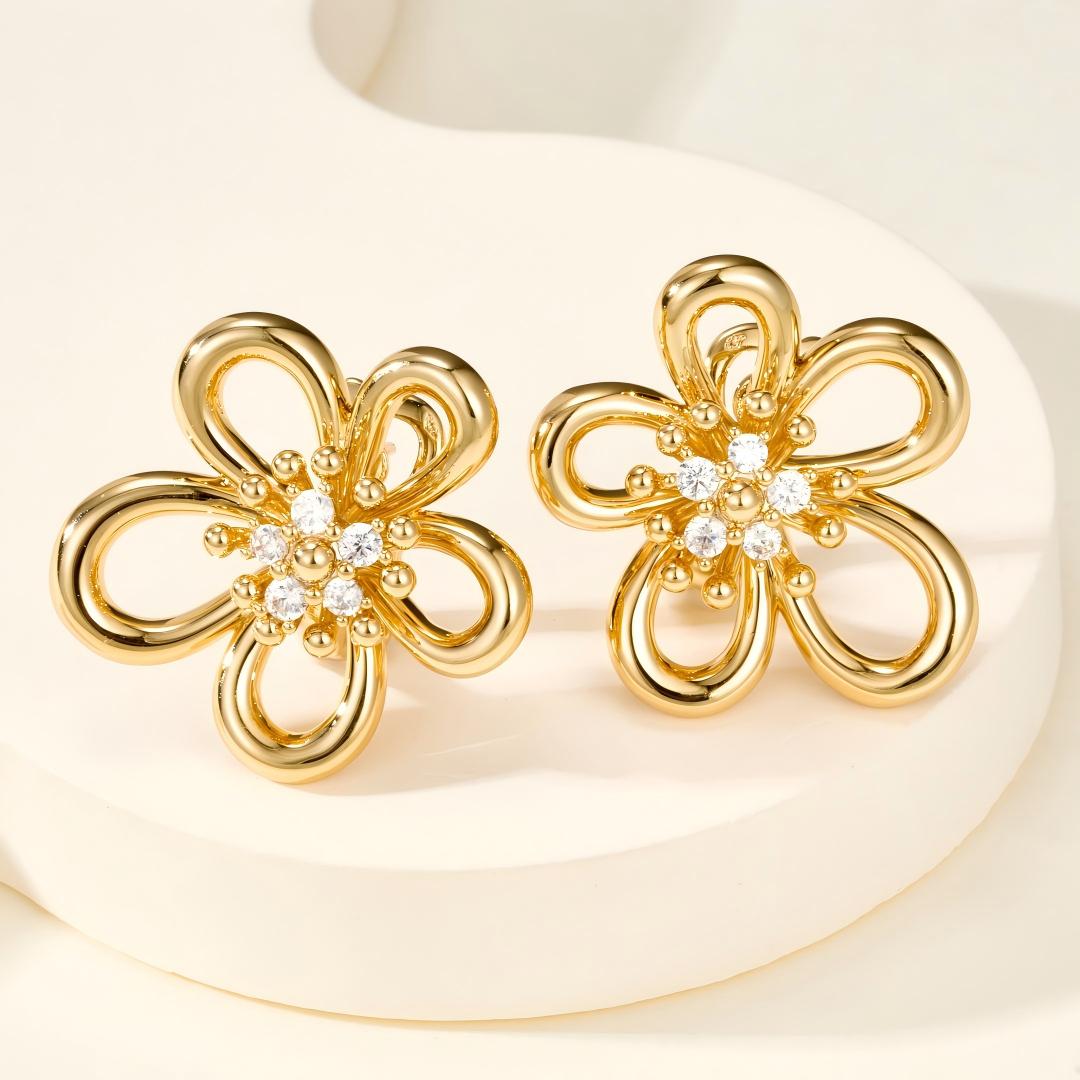 [Rani Jewelry] FLOWERLACE EARRING 5 DIAMONDS