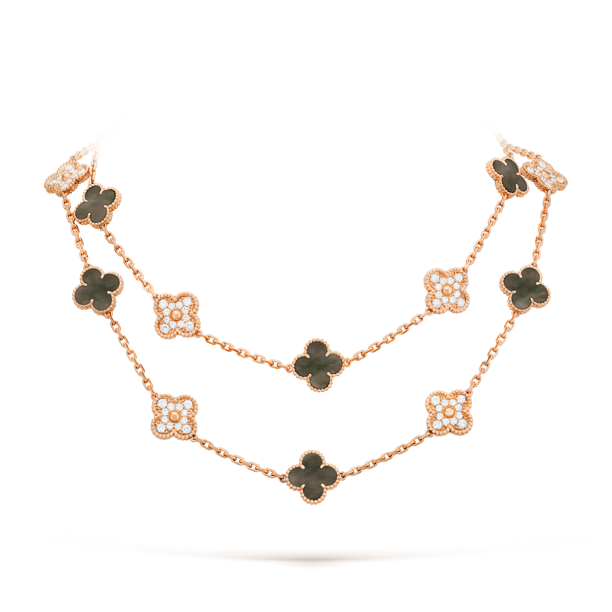 [Rani Jewelry]CLOVER 20 MOTIFS DARK MOP DIAMOND  NECKLACE