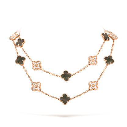 [Rani Jewelry]CLOVER 20 MOTIFS DARK MOP DIAMOND  NECKLACE