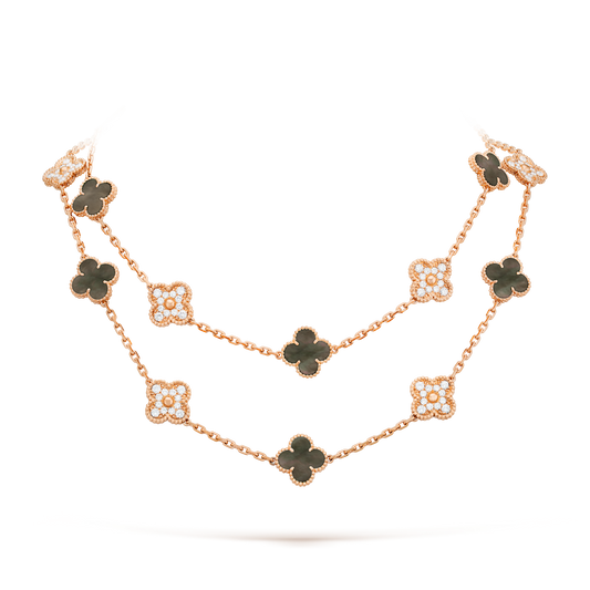 [Rani Jewelry]CLOVER 20 MOTIFS DARK MOP DIAMOND  NECKLACE