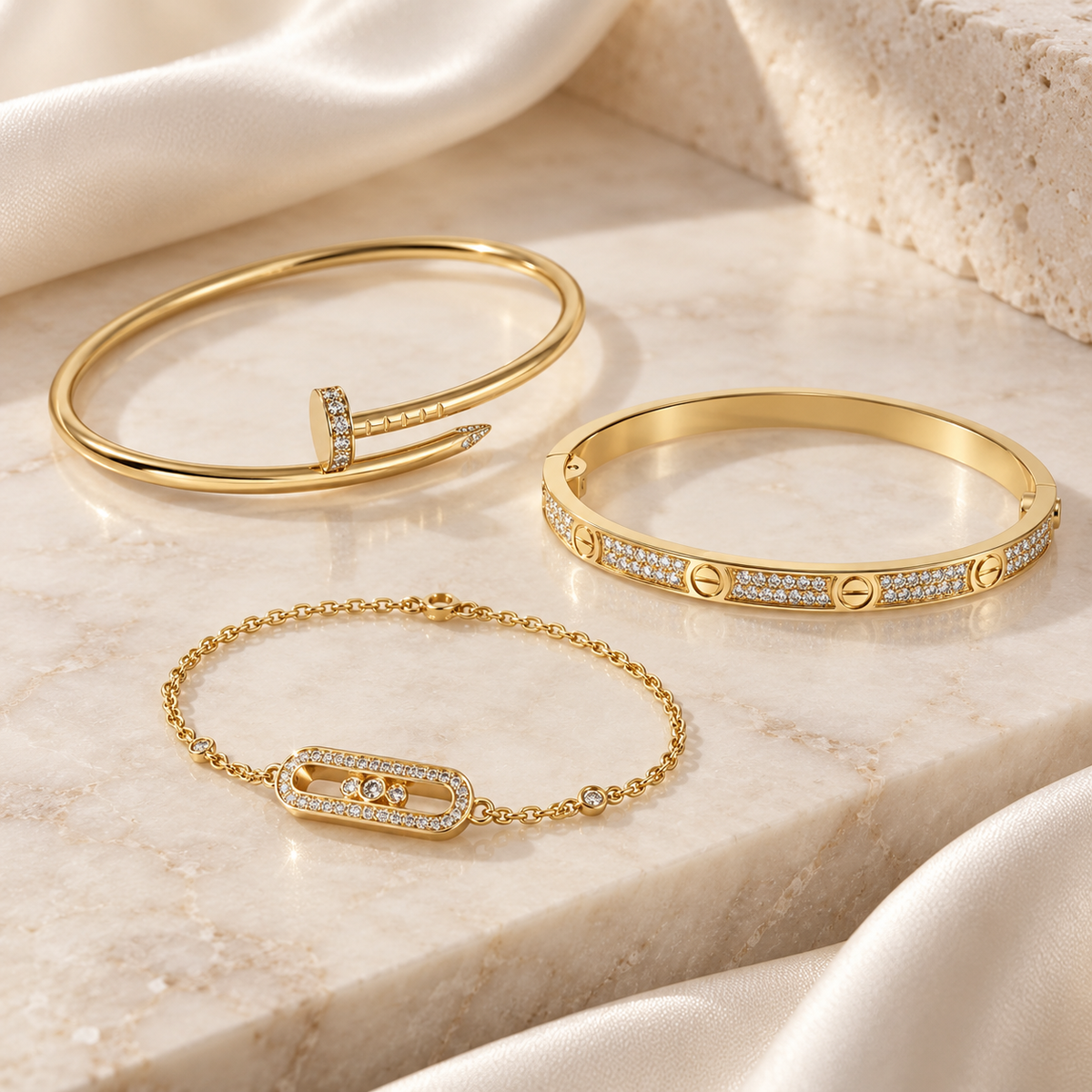 [Rani Jewelry] LOVE & JUSTE Baby Move Diamond Bracelet Stack Set