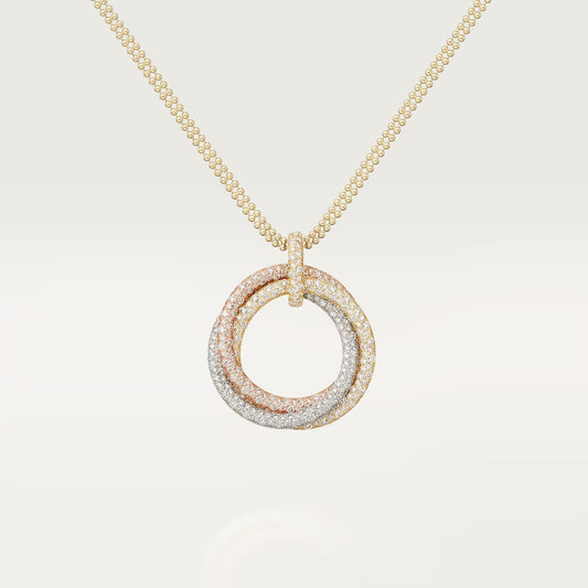[Rani Jewelry] TRINITY LARGE FULL DIAMOND  NECKLACE