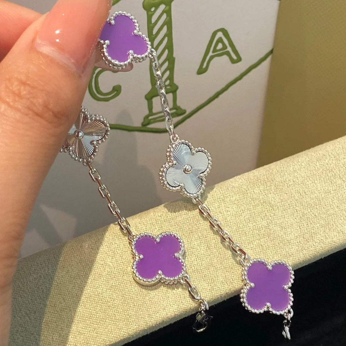 [Rani Jewelry] CLOVER 5 MOTIF VIOLET BRACELET COLLECTION