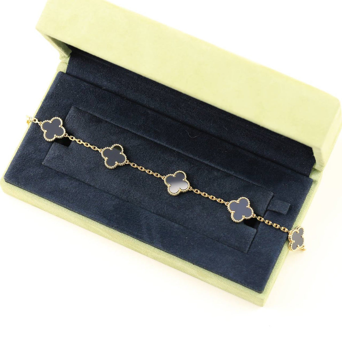 [Rani Jewelry] CLOVER 5 MOTIF ONYXS BRACELET COLLECTION