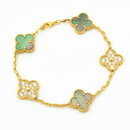 [Rani Jewelry] CLOVER 5 MOTIF GRAY MOP BRACELET COLLECTION
