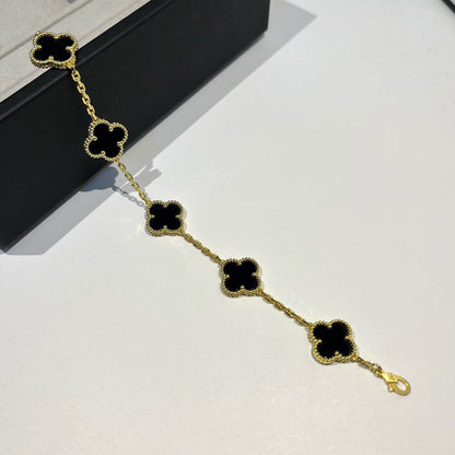 [Rani Jewelry] CLOVER 5 MOTIF ONYXS BRACELET COLLECTION