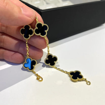 [Rani Jewelry] CLOVER 5 MOTIF ONYXS BRACELET COLLECTION