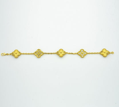 [Rani Jewelry] CLASH & Clover Laser 5-Motif & LOVE Brushed Bracelet Stack Set