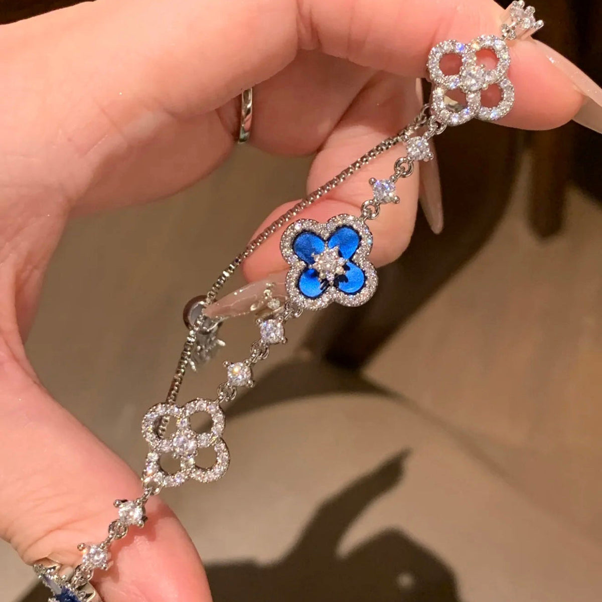 [Rani Jewelry]CLOVER 5 MOTIF PINK BLUE RED WHITE BRACELET