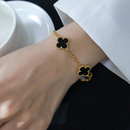 [Rani Jewelry] CLOVER 5 MOTIF ONYXS BRACELET COLLECTION