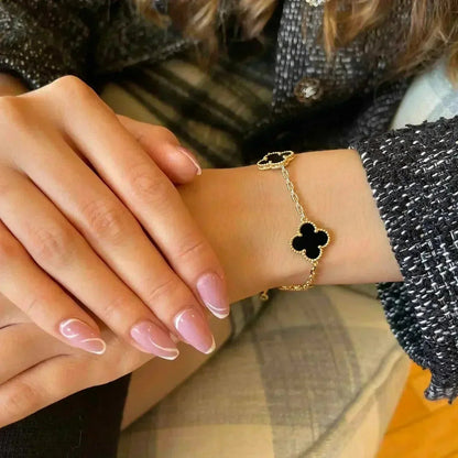 [Rani Jewelry] CLOVER 5 MOTIF ONYXS BRACELET COLLECTION