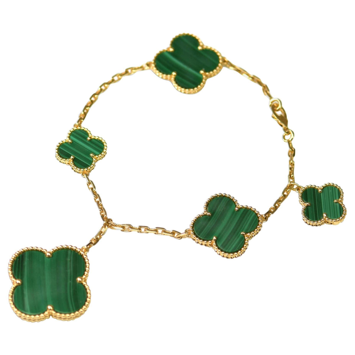 [Rani Jewelry]MAGIC CLOVER MALACHITE GOLD BRACELET 5 MOTIFS