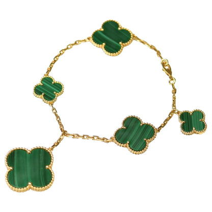 [Rani Jewelry]MAGIC CLOVER MALACHITE GOLD BRACELET 5 MOTIFS