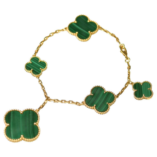 [Rani Jewelry]MAGIC CLOVER MALACHITE GOLD BRACELET 5 MOTIFS