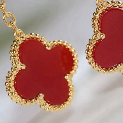 [Rani Jewelry]CLOVER  2 MOTIF  TIGER EYE CARNELIAN EARRINGS