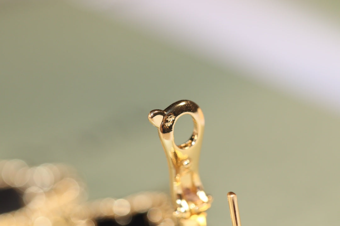 [Rani Jewelry]CLOVER EARRINGS GOLD ONYX MOP 3 MOTIF