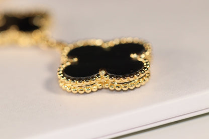 [Rani Jewelry]CLOVER EARRINGS GOLD ONYX MOP 3 MOTIF