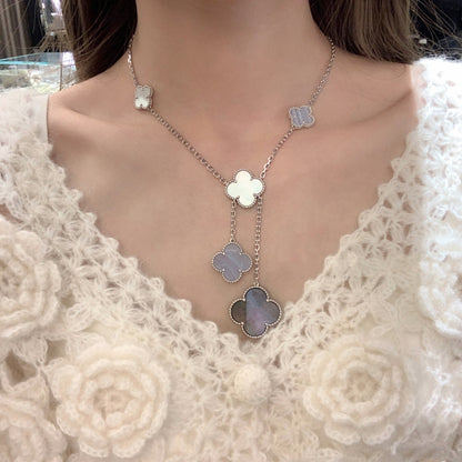 [Rani Jewelry]CLOVER MOP CHALCEDONY NECKLACE SILVER 6 MOTIF