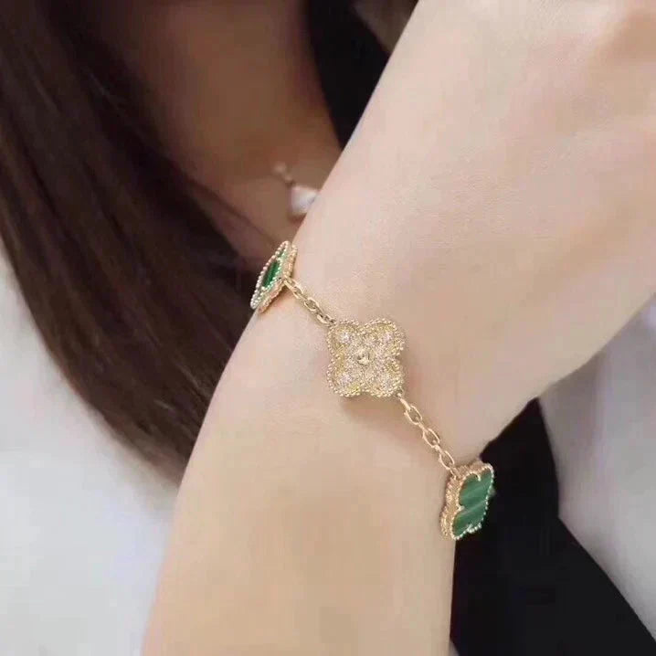 [Rani Jewelry] CLOVER 5 MOTIF MALACHITE BRACELET COLLECTION