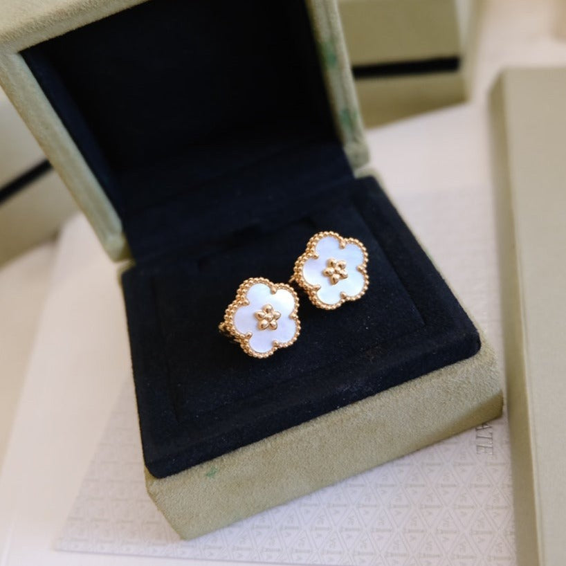 [Rani Jewelry]LUCKY PINK GOLD WHITE MOP EARRINGS