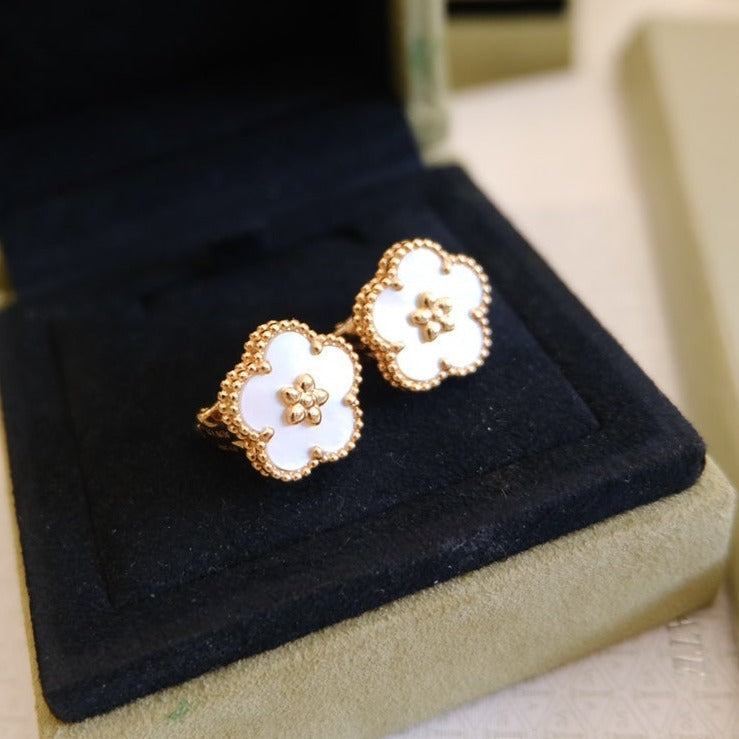 [Rani Jewelry]LUCKY PINK GOLD WHITE MOP EARRINGS