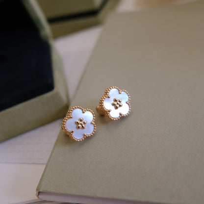 [Rani Jewelry]LUCKY PINK GOLD WHITE MOP EARRINGS