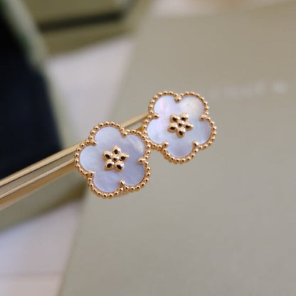[Rani Jewelry]LUCKY PINK GOLD WHITE MOP EARRINGS
