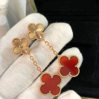 [Rani Jewelry]CLOVER 2 MOTIF  LASER CARNELIAN EARRINGS