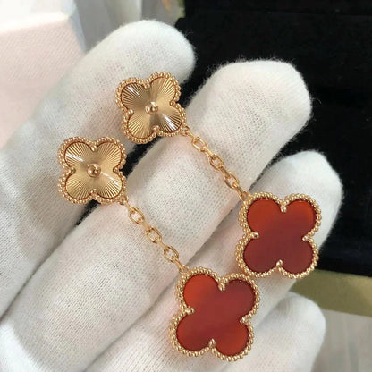 [Rani Jewelry]CLOVER 2 MOTIF  LASER CARNELIAN EARRINGS