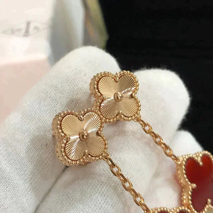 [Rani Jewelry]CLOVER 2 MOTIF  LASER CARNELIAN EARRINGS