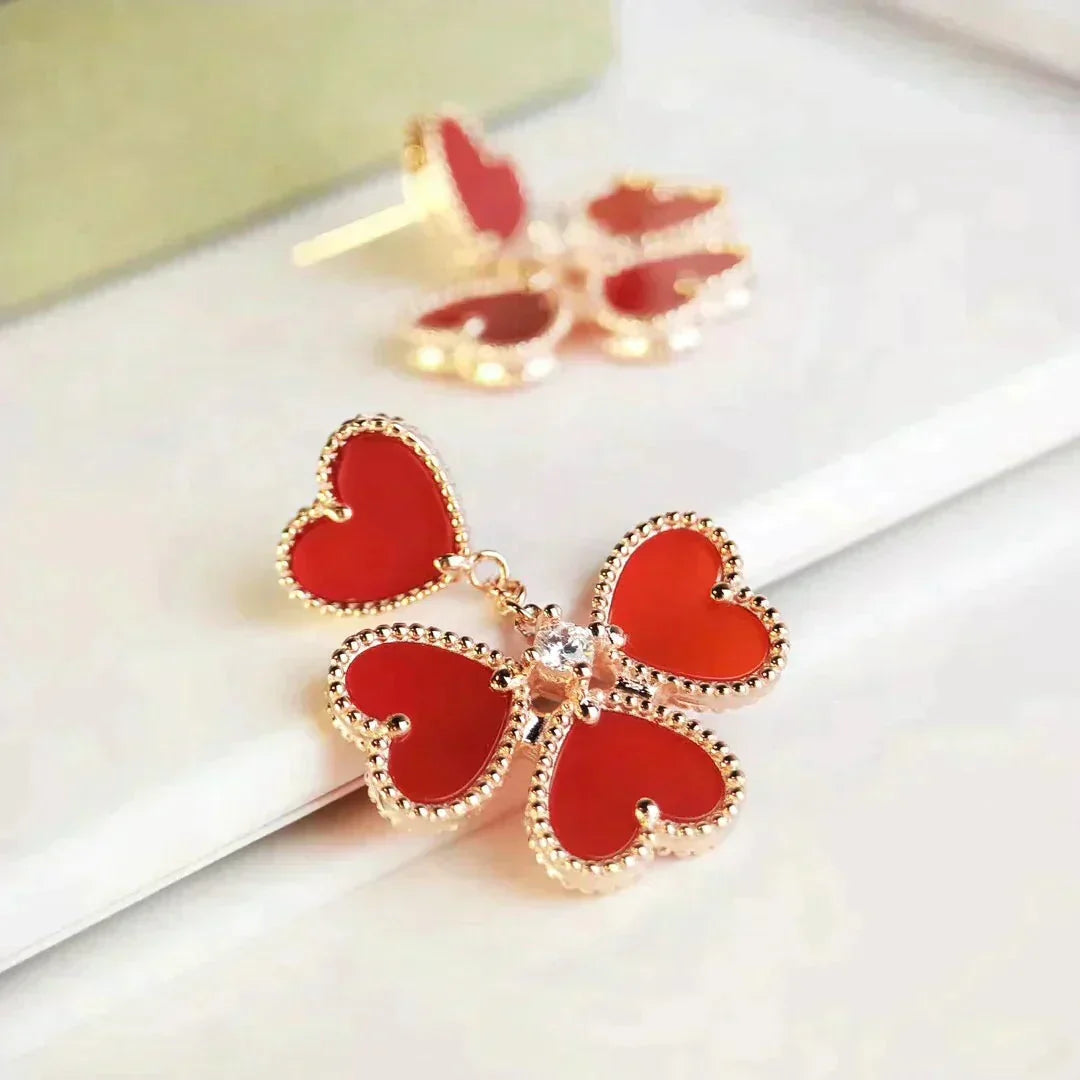 [Rani Jewelry]SWEET CLOVER CARNELIAN EARRINGS