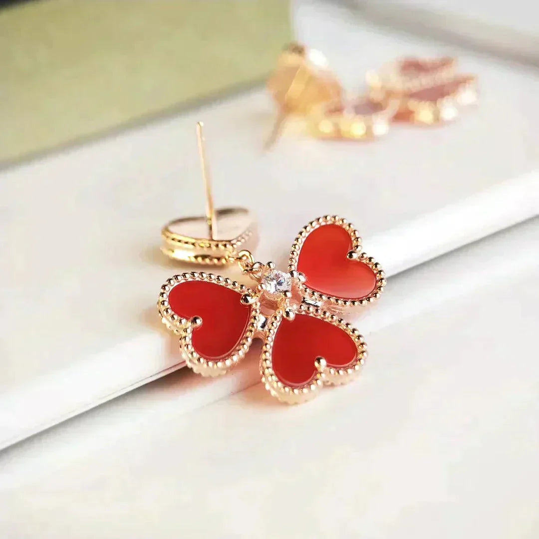 [Rani Jewelry]SWEET CLOVER CARNELIAN EARRINGS