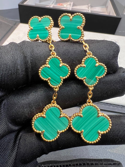 [Rani Jewelry]CLOVER MALACHITE 3 MOTIFS GOLD