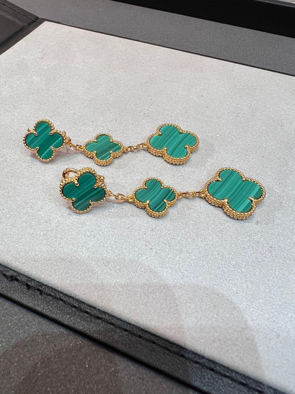[Rani Jewelry]CLOVER MALACHITE 3 MOTIFS GOLD