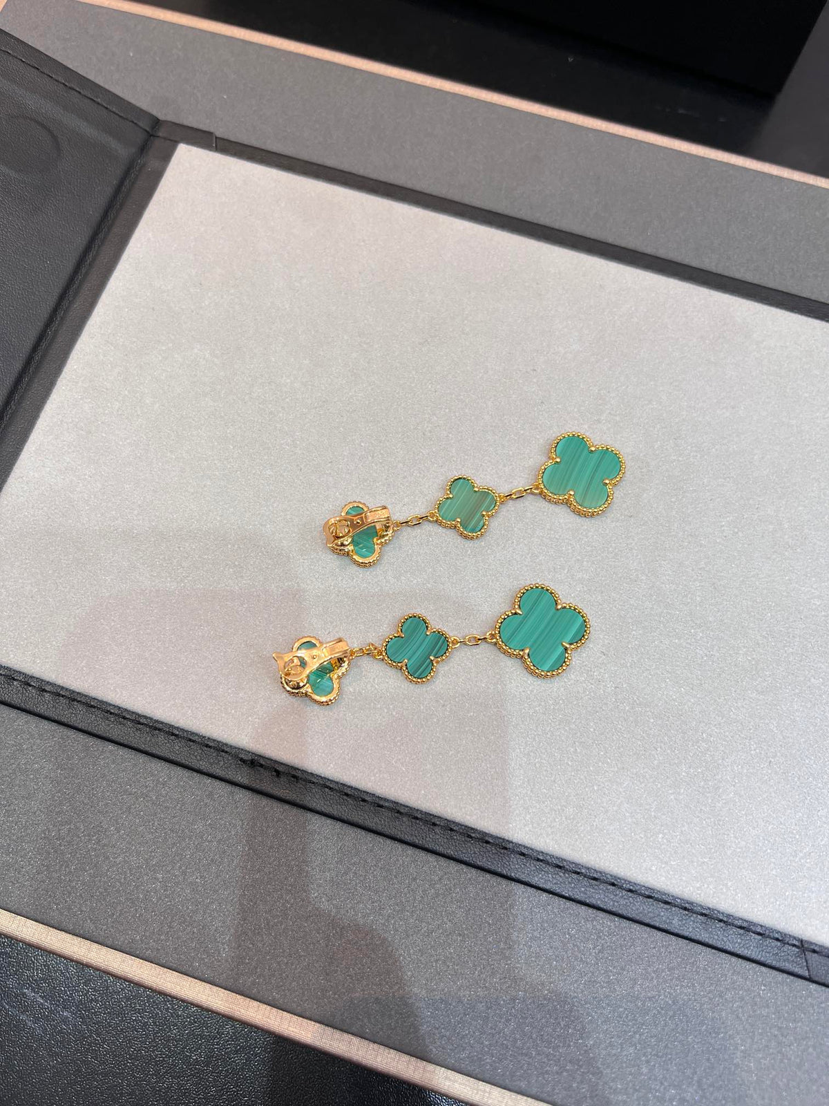 [Rani Jewelry]CLOVER MALACHITE 3 MOTIFS GOLD